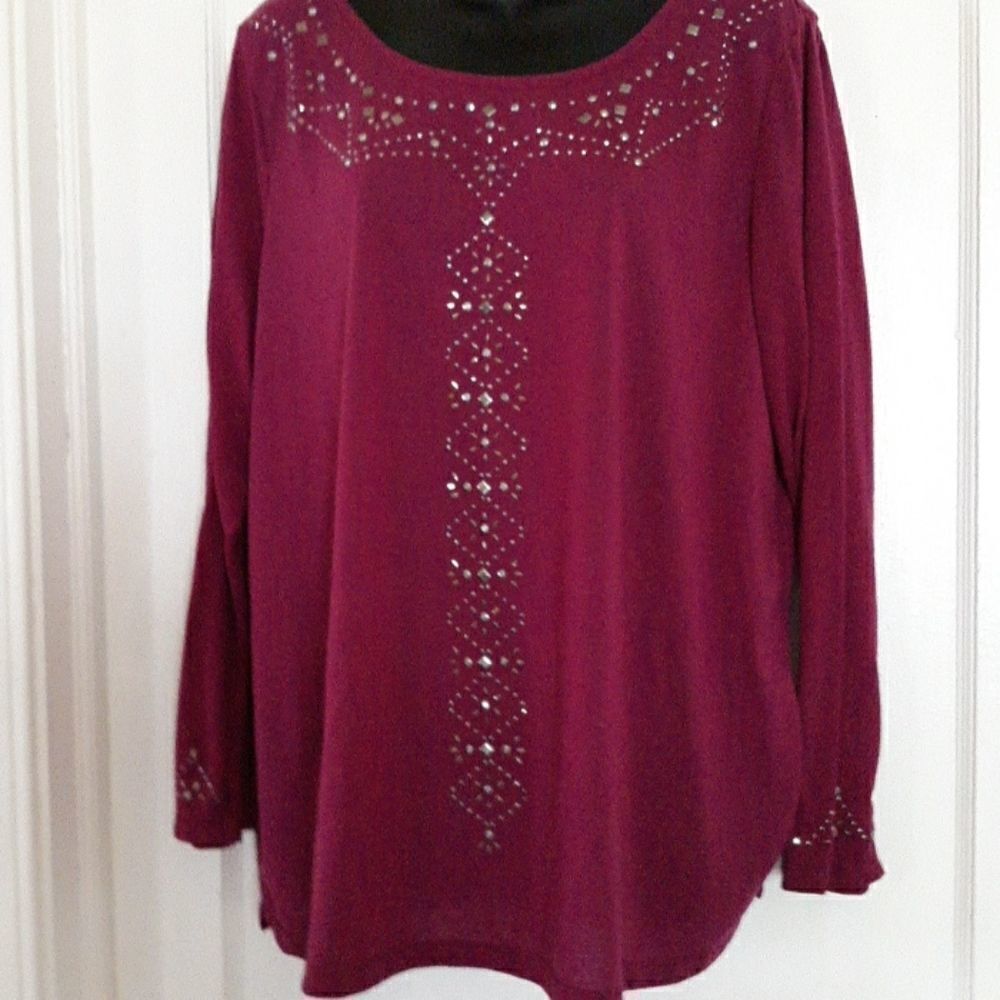 Karen Brooks purple sequin long sleeve top